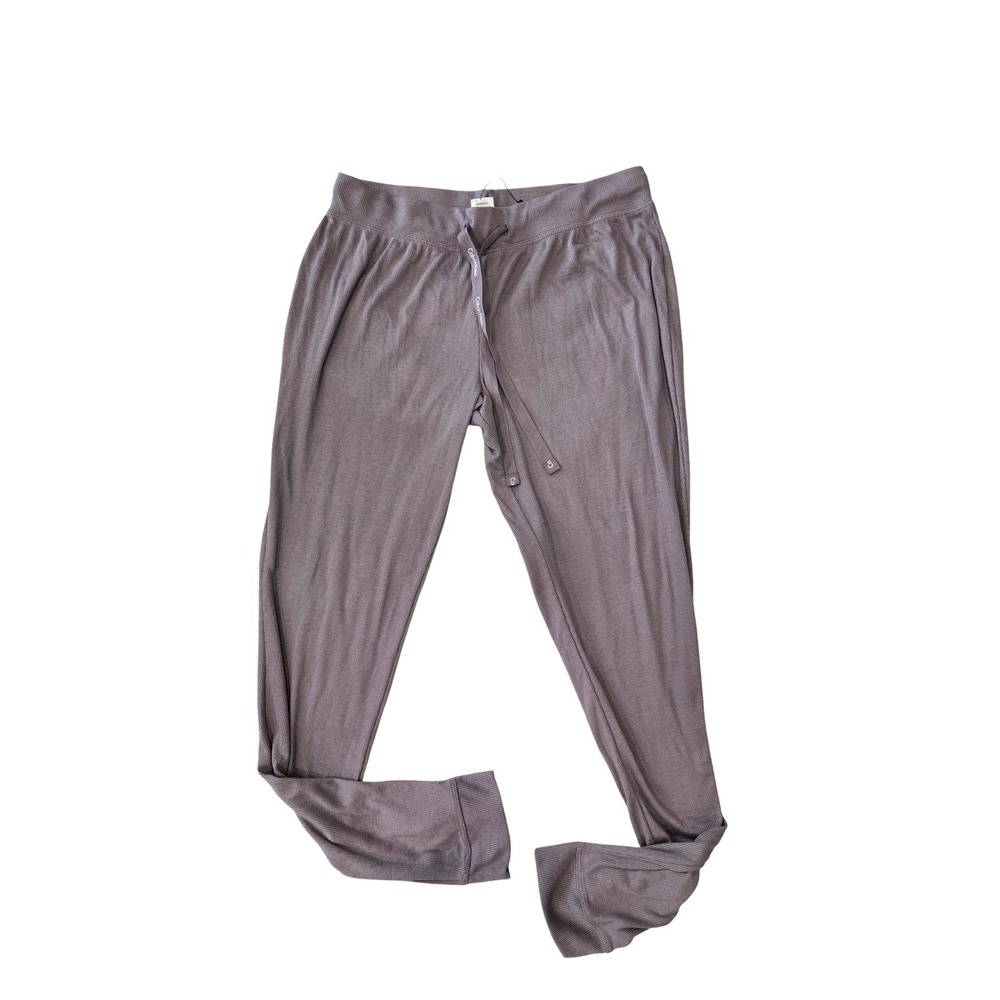 Calvin Klein Sleepwear Lounge‎ Pants Women's S/P Ribbed Drawstring Gray
